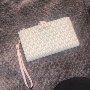 Michael Kors Monogram Beige Wristlet